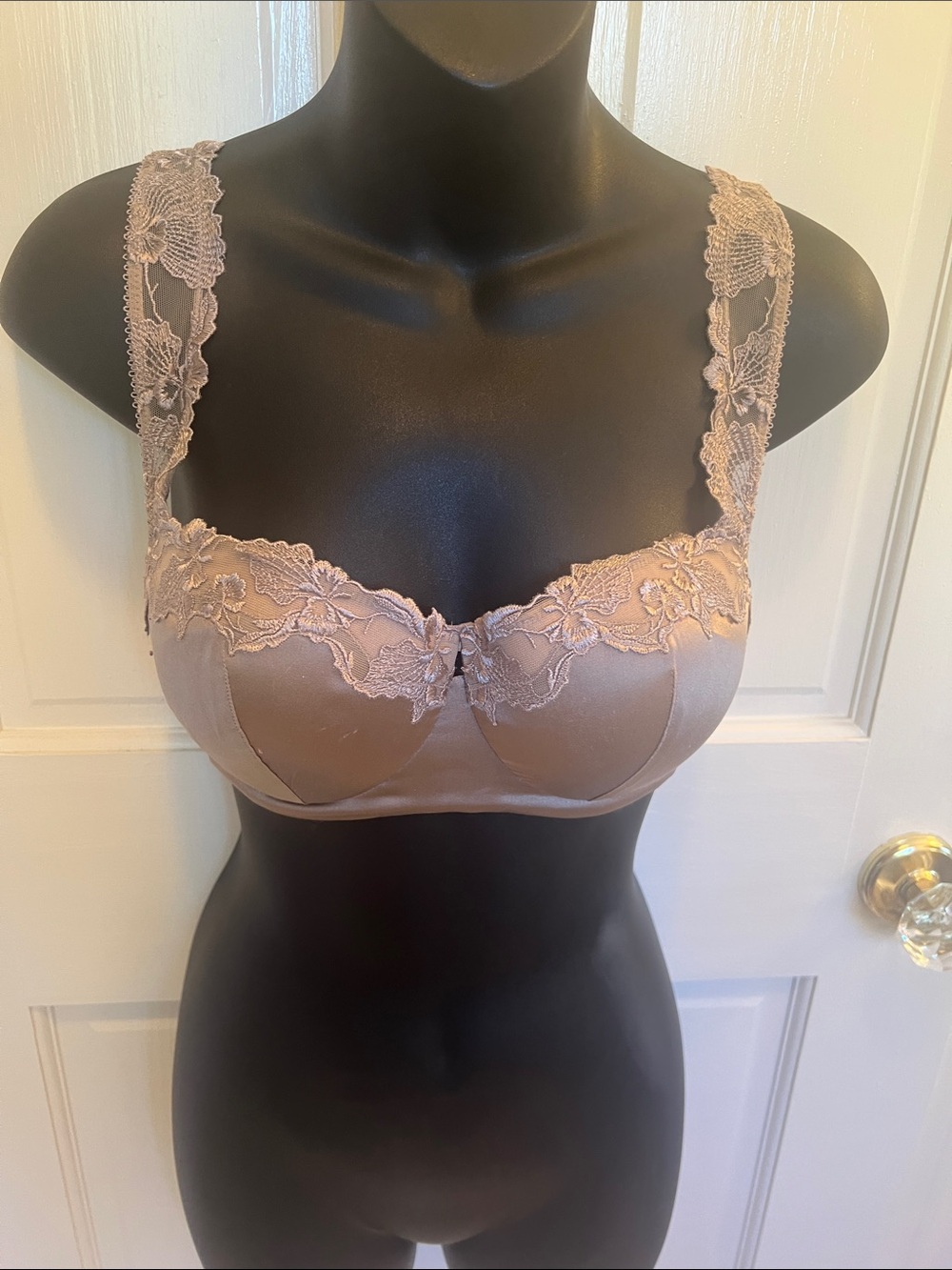 La Perla Taupe Lace-Trim Bra, Size 34C
